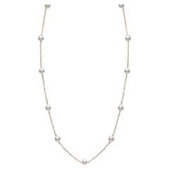 Mikimoto Akoya Cultured Pearl Station Necklace in 18k Yellow Gold PCQ158LK