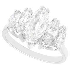 Anello antico a cinque pietre con diamante da 3,15 carati e oro bianco 18 carati