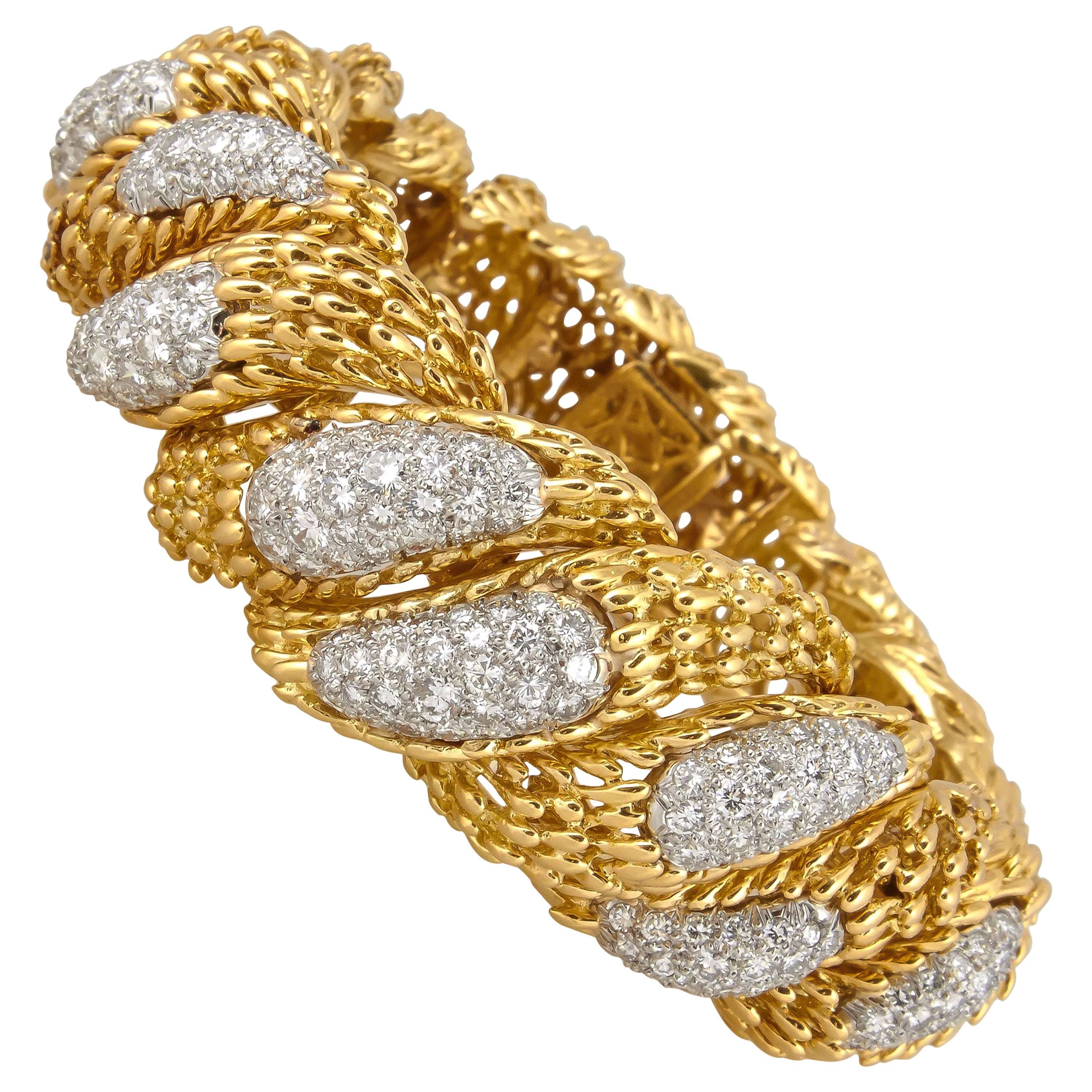 Hammerman Brothers Diamond Gold Bracelet For Sale