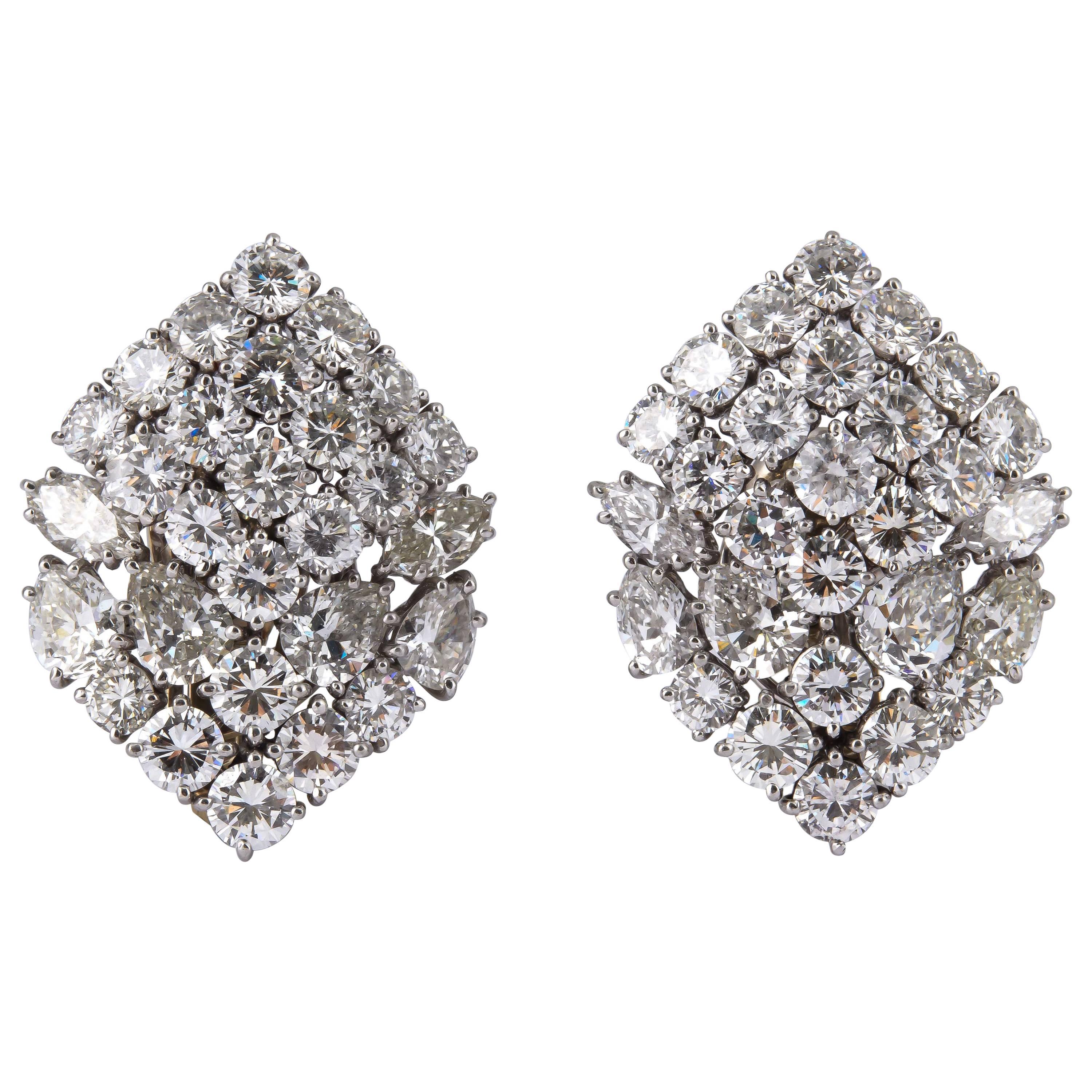 1960s David Webb Diamond Platinum Earrings