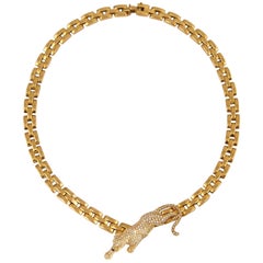Cartier Maillon Panthere 3-Row Gold Necklace with Diamond Panther