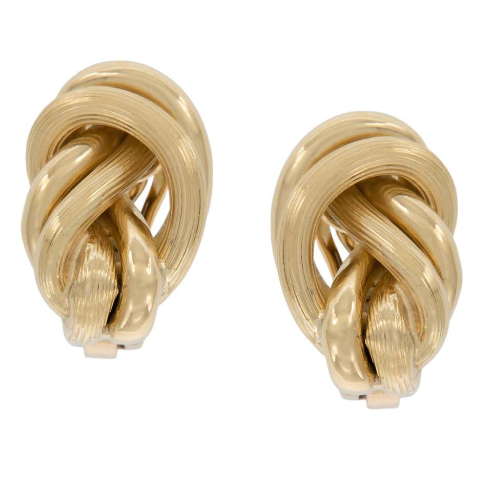 Twisted Knot Gold Earrings For Sale at 1stDibs