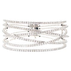 7.05 Carat Diamond Cluster Multi-Strand Bangle in 14k White Gold