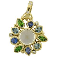 Temple St. Clair Tanzanite Aquamarine Diamond Gold Anima Pendant