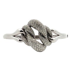 4.93ct, Diamond Cluster Knot Chain Link Bangle in 14k White Gold