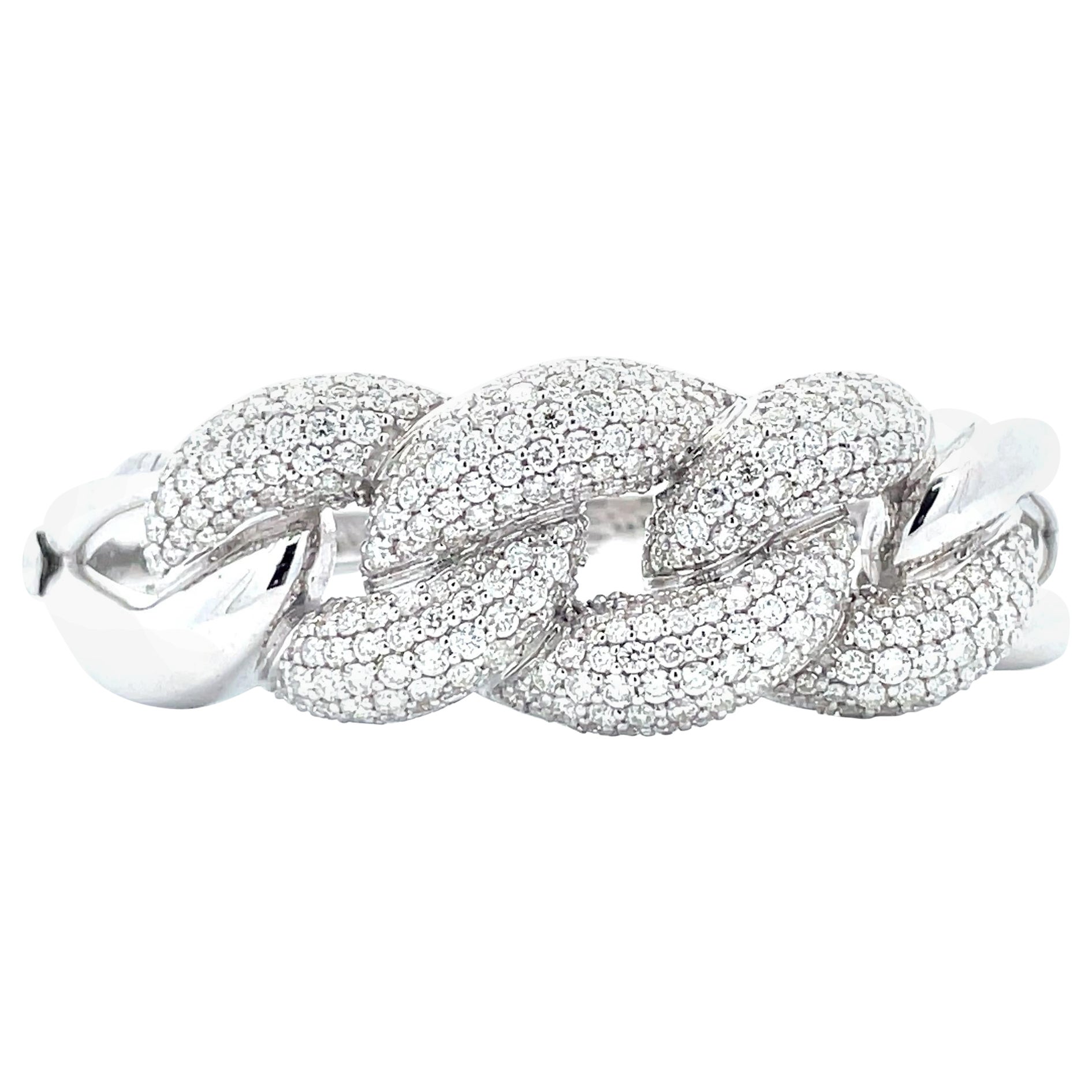 6.01ct, Diamond Cluster Knot Link Bangle in 14k White Gold