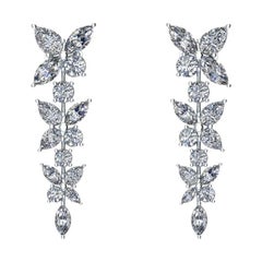 4.45 Carat Marquise Diamonds Cascade Platinum Earrings
