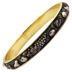Buccellati Brunito Sterling Silver Gold Bangle Bracelet 7