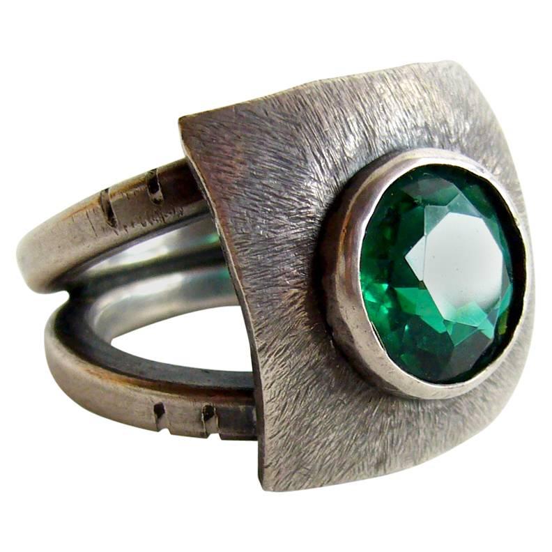 James Parker Faceted Gemstone Sterling Silver San Diego Modernist Ring