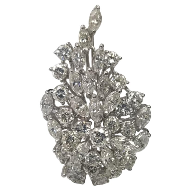 14k Weißgold Handgefertigter Diamant-Cluster-Ring mit 5,10 Karat