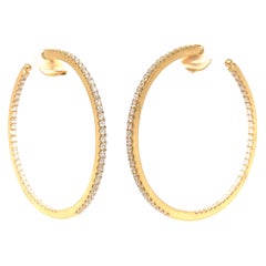 Memoire Collection Round Shared Prong Diamond Hoop Set in 18k Yellow Gold