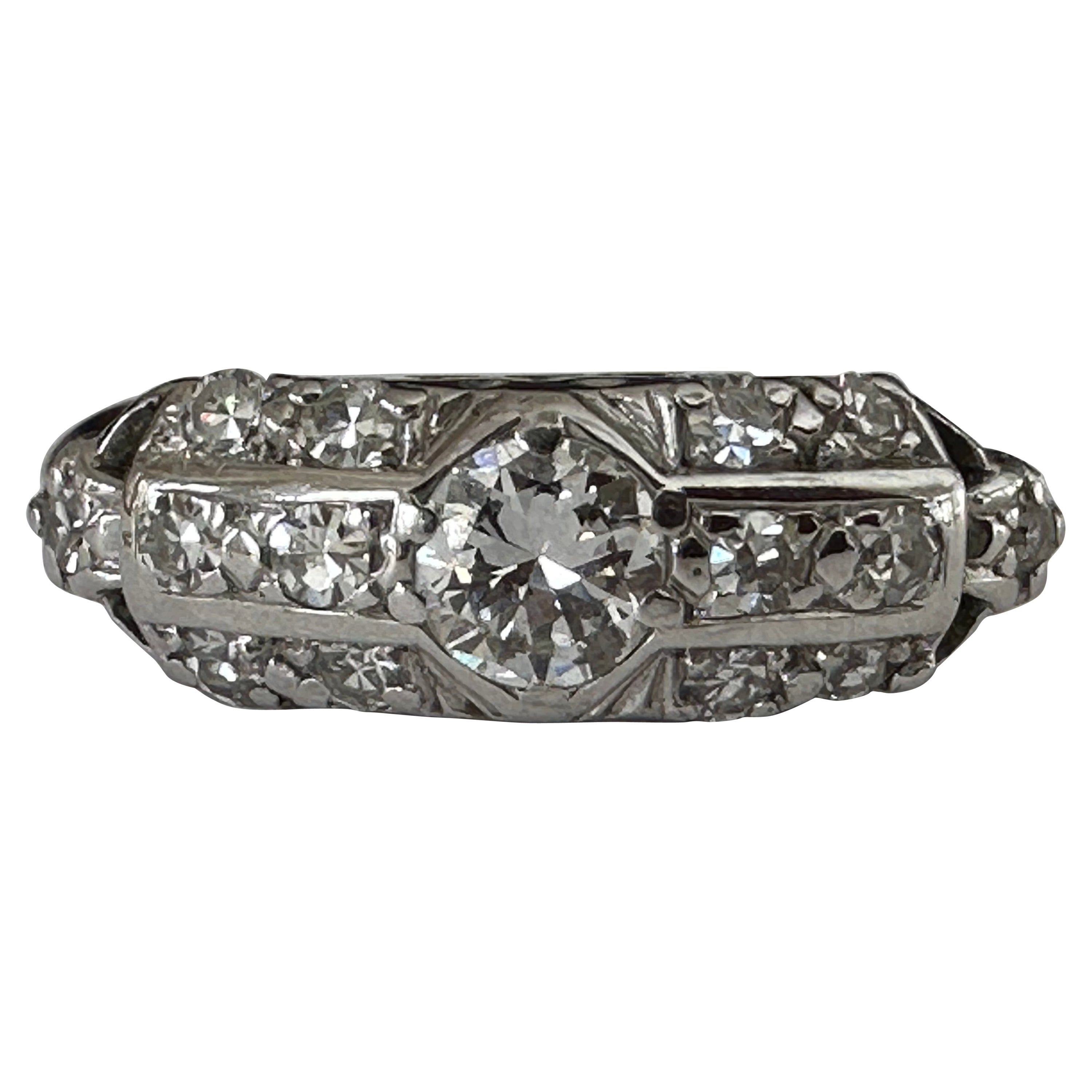Art Deco Diamond Cluster Ring For Sale