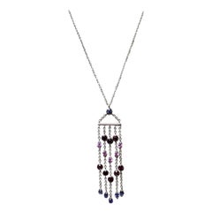 Collana con ciondolo con nappe in oro bianco 18k Tiffany Pink Blue Sapphire Iolite Garnet