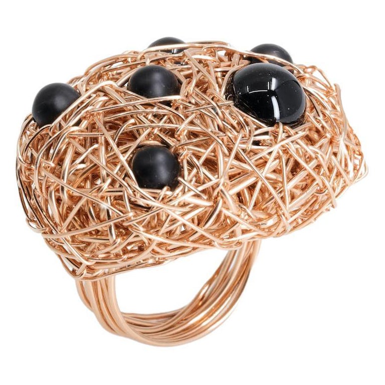 Onyx Cocktail Ring a One-of-a-kind in 14 Karat Rose Gold Filled by the Artist