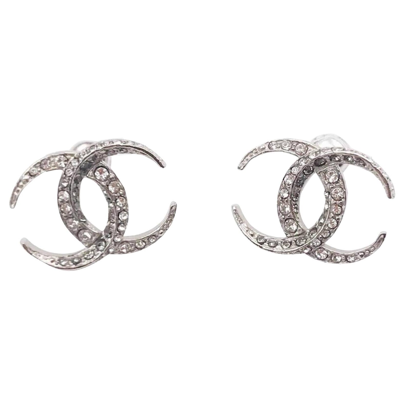 Chanel Silver CC Dubai Moonlight Crystal Piercing Earrings at 1stDibs | chanel  earrings dubai, silver chanel earrings, chanel earrings cc silver