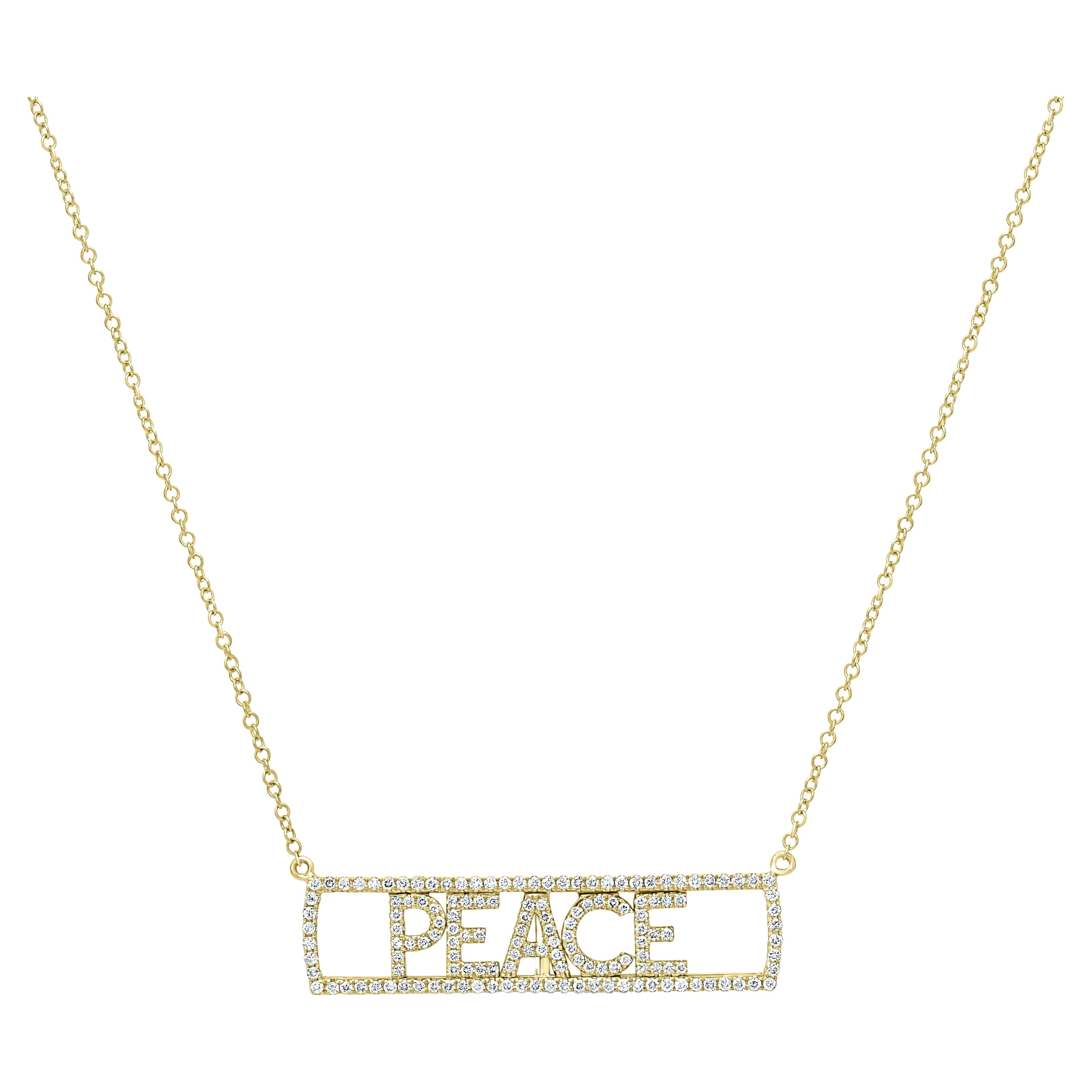 Luxle 14k Gold 3/8 Carat T.W. Diamond "Peace" Necklace For Sale