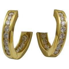 Classic Inside Out Diamond Gold Hoop Earrings