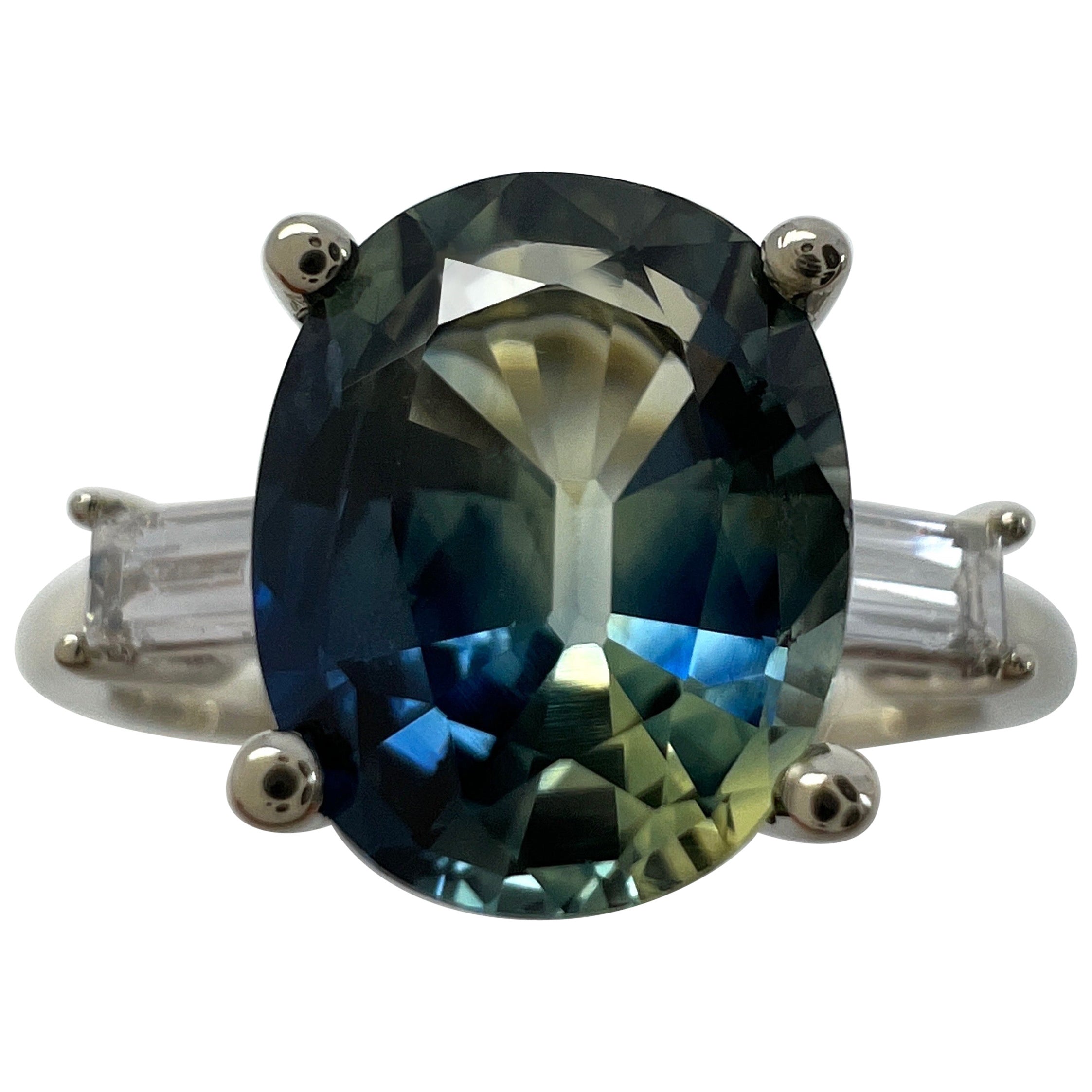 GIA zertifiziert 2,43ct unbehandelt Bi Farbe Saphir & Diamant 18k Weißgold Ring