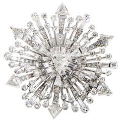 Vintage Diamond Platinum Starburst Brooch