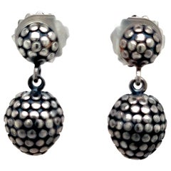 John Hardy Estate Dot Drop Ball Earrings Sterling Silver