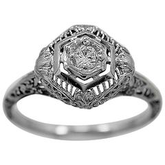 Antique Art Deco .10 Carat Diamond Gold Engagement Ring