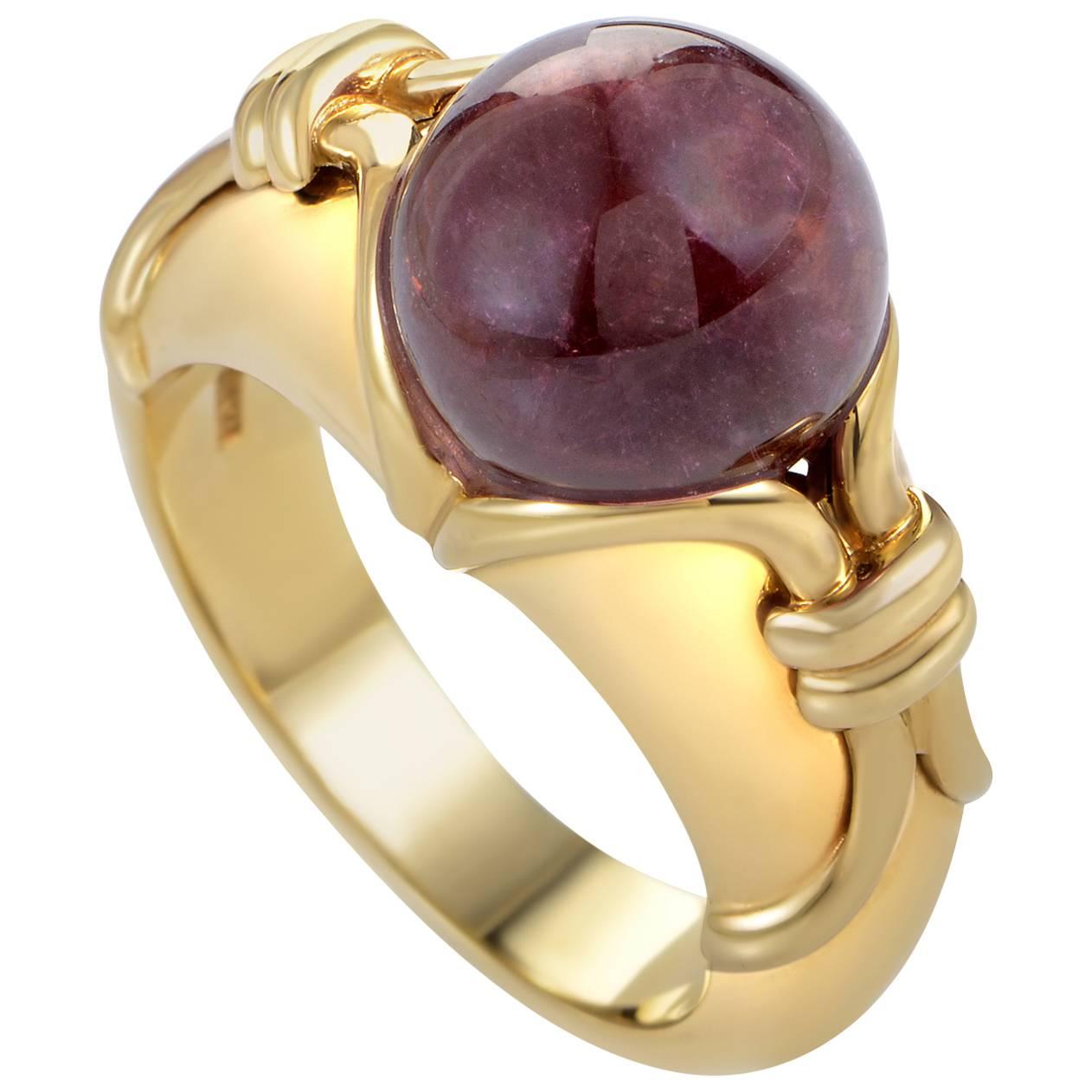 Bulgari Pink Tourmaline Gold Sphere Ring