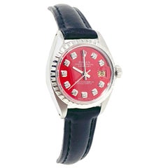 Vintage Rolex Ladies 6516 Datejust Red Diamond on Leather