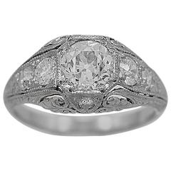Art Deco 1.00 Carat Diamond Platinum Engagement Ring