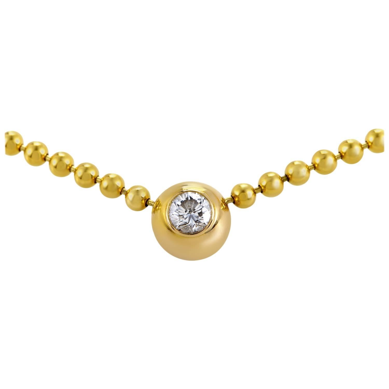 Cartier Diamond Gold Solitaire Choker Necklace