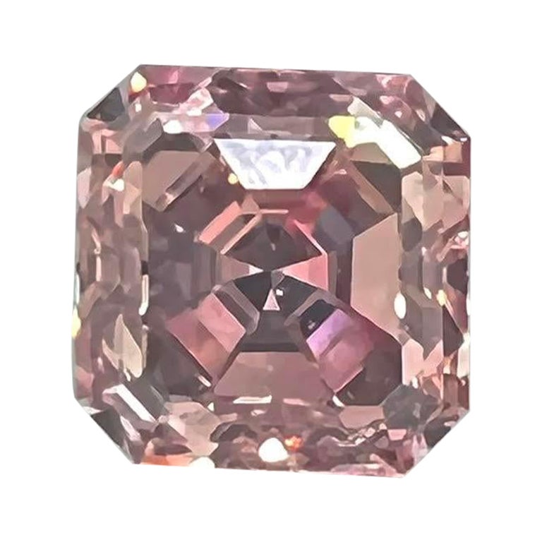 GIA Certified Asscher 0.38 Carat Natural Loose Argyle Fancy Intense Pink Diamond For Sale