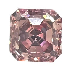 GIA Certified Asscher 0.38 Carat Natural Loose Argyle Fancy Intense Pink Diamond