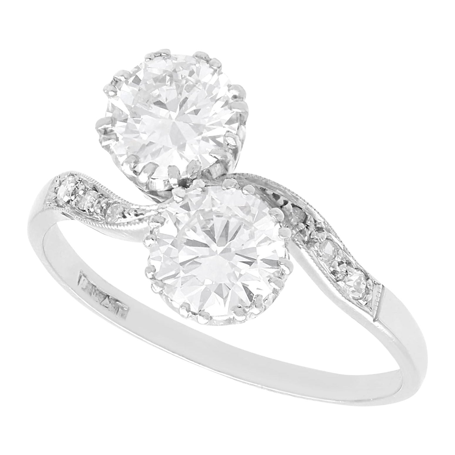 Antique 2.47 Carat Diamond and Platinum Twist Ring