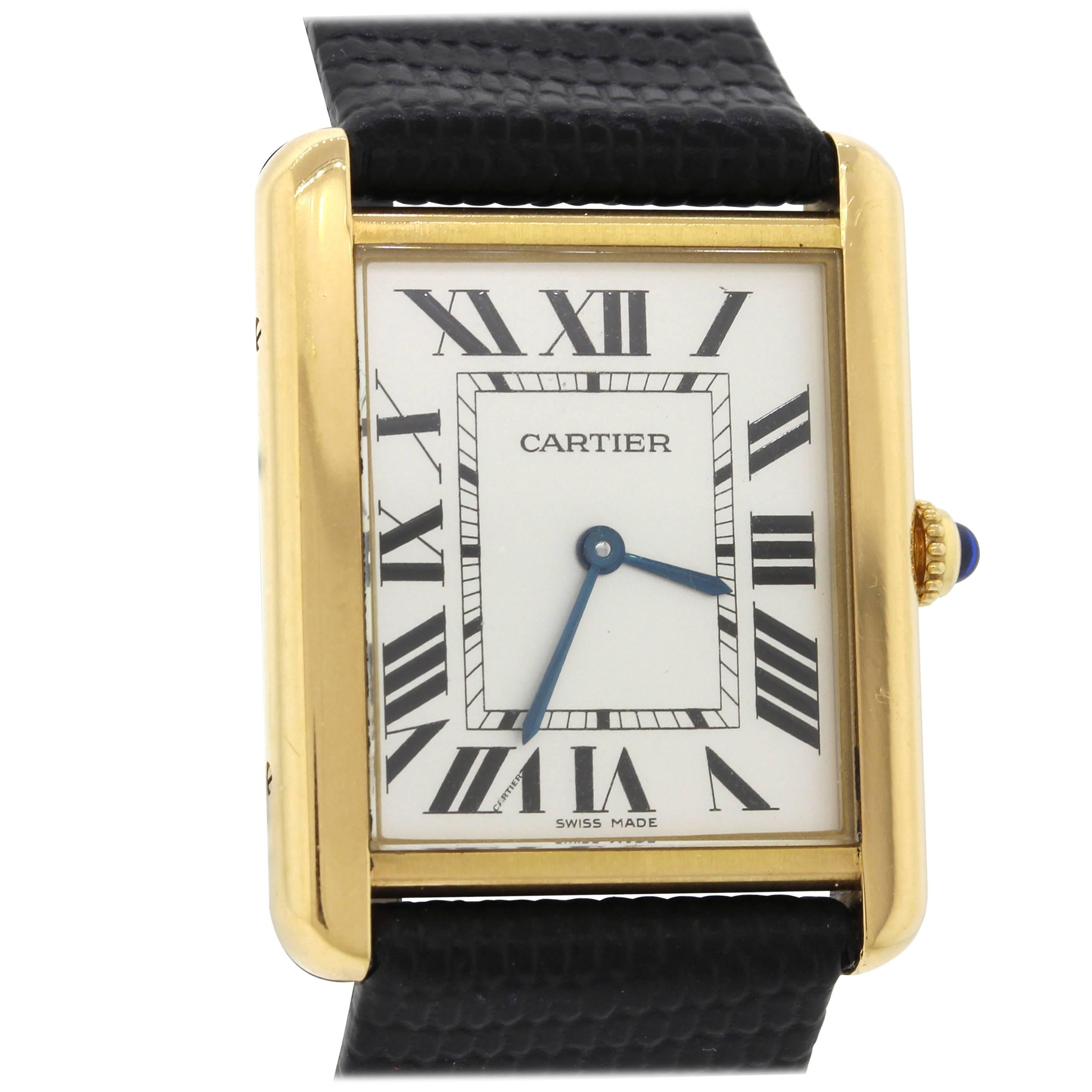 Cartier Yellow and White Gold  Tank Solo Quartz Wristwatch 