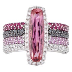 Imperial Topaz Statement Ring with Rubies, Pink Sapphires and Diamonds