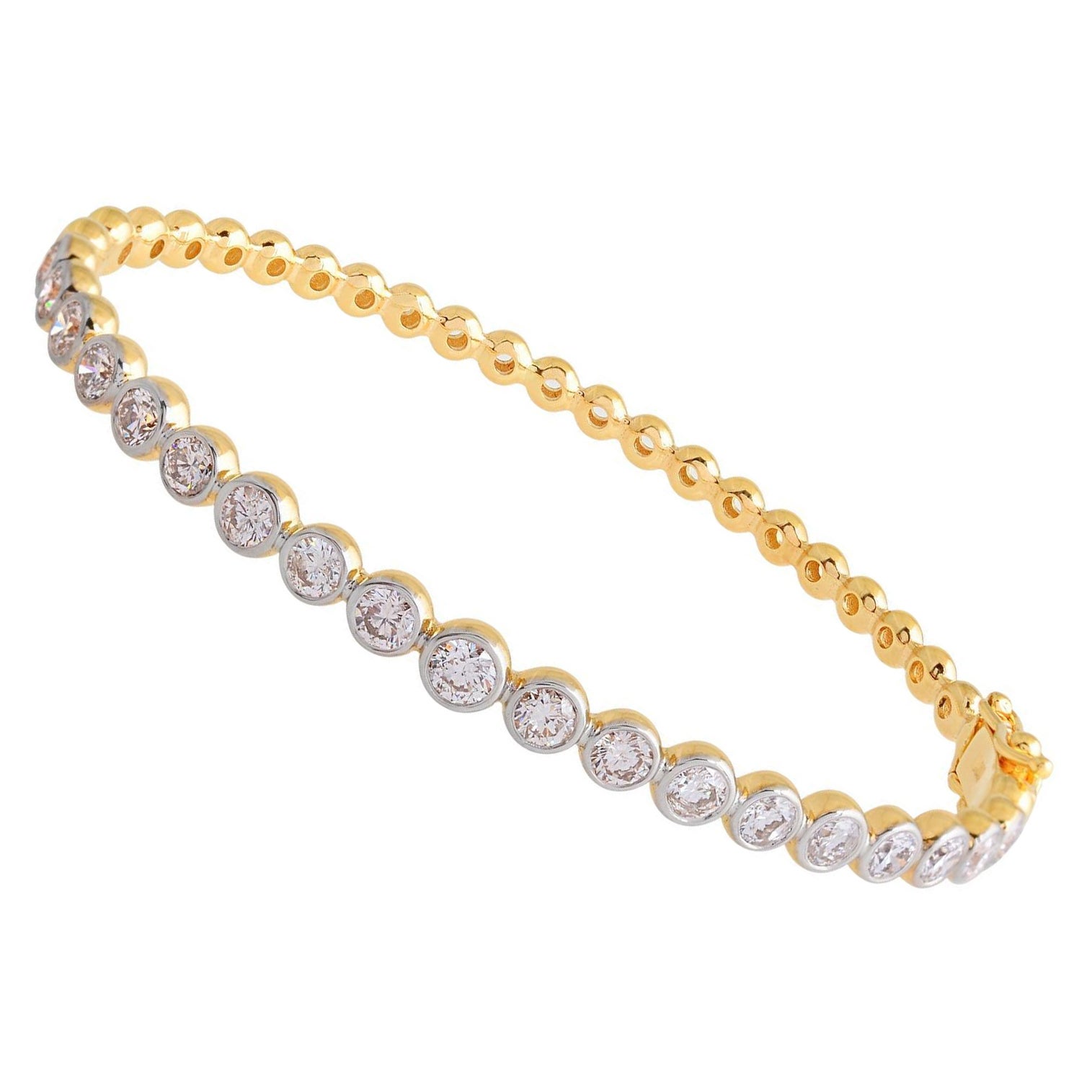 Bracelet simple ligne en or jaune 14 carats avec diamants naturels de 2,50 carats en vente