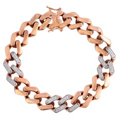 0.75 Carat SI/HI Diamond Cuban Link Chain Bracelet 14 Karat Rose Gold Jewelry