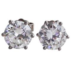 3.96 Carats DPL Cert Diamonds Gold Earstuds 5