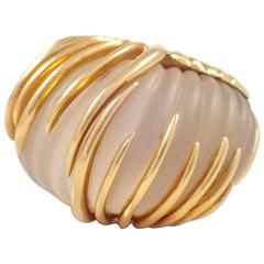 Vintage 1960s Rock Crystal Gold Dome Ring