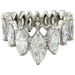 3.68 Carats Marquise Brilliant Cut Diamonds Platinum Eternity Wedding Band Ring