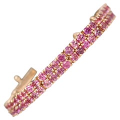 NO RESERVE! IGI No Heat 2.66ct Natural Sapphire Tennis, 14k Pink Gold Bracelet