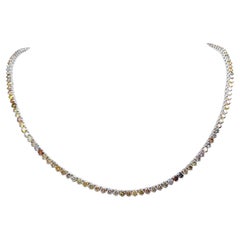 NO RESERVE - 13.85 Carat Fancy Color Diamonds, 14k White Gold Necklace