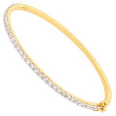 1.98 Carat SI Clarity HI Color Diamond Pave Sleek Bracelet 14 Karat Yellow Gold