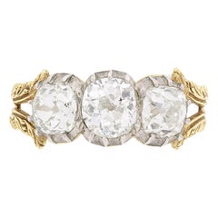 Victorian Three-Stone 2.10 Carat Old Cut Diamond Ring, circa 1881