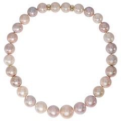 High Luster Argent Rose Large Pearl Gold Clasp Necklace