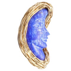 Lapislazuli-Mond-Ring aus 14-karätigem Gold mit Füllung des Künstlers