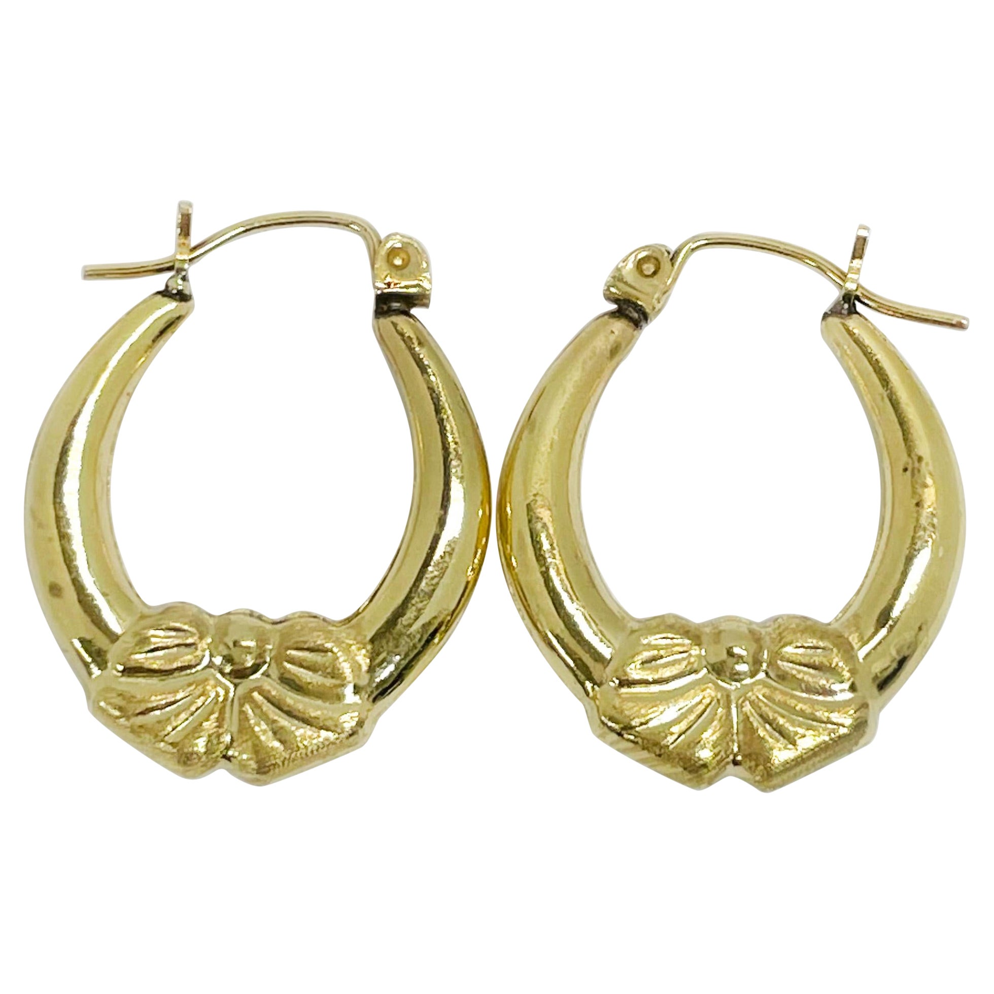 Yellow Gold Bow Hoop Earrings For Sale