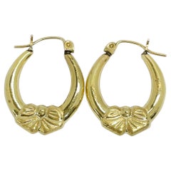 Vintage Yellow Gold Bow Hoop Earrings