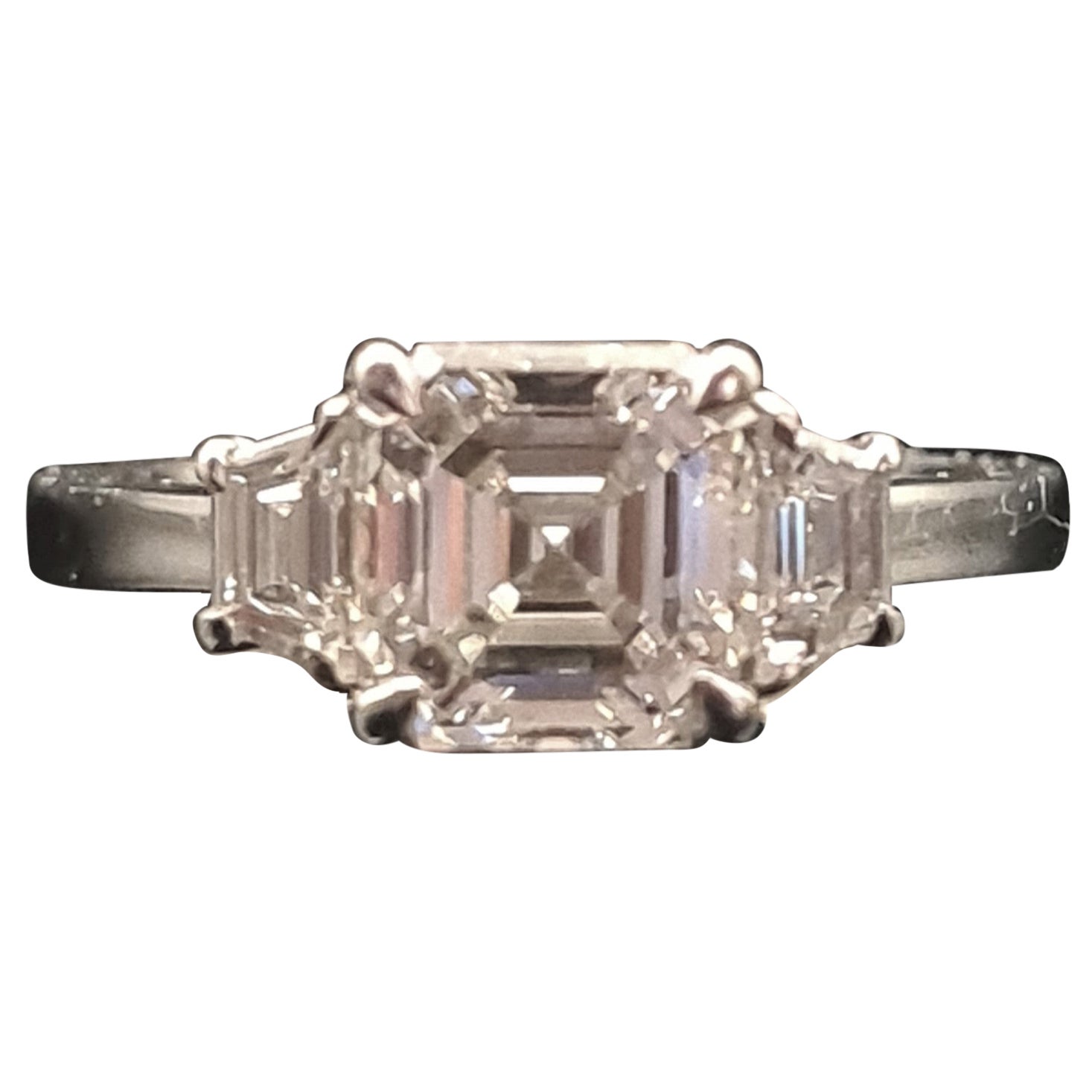 GIA Certified 2.01 carat Square Emerald Cut Diamond Engagement Ring