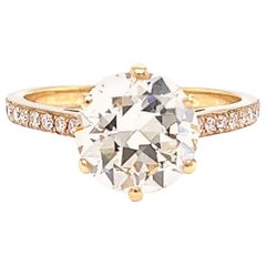 GIA 2.46 Carat Round Brilliant Cut Diamond 18 Karat Gold Engagement Ring
