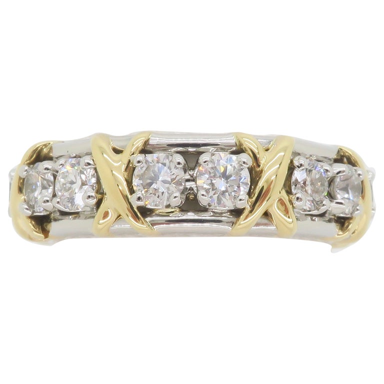 Tiffany and Co. Schlumberger Sixteen Stone Diamond Ring For Sale at 1stDibs